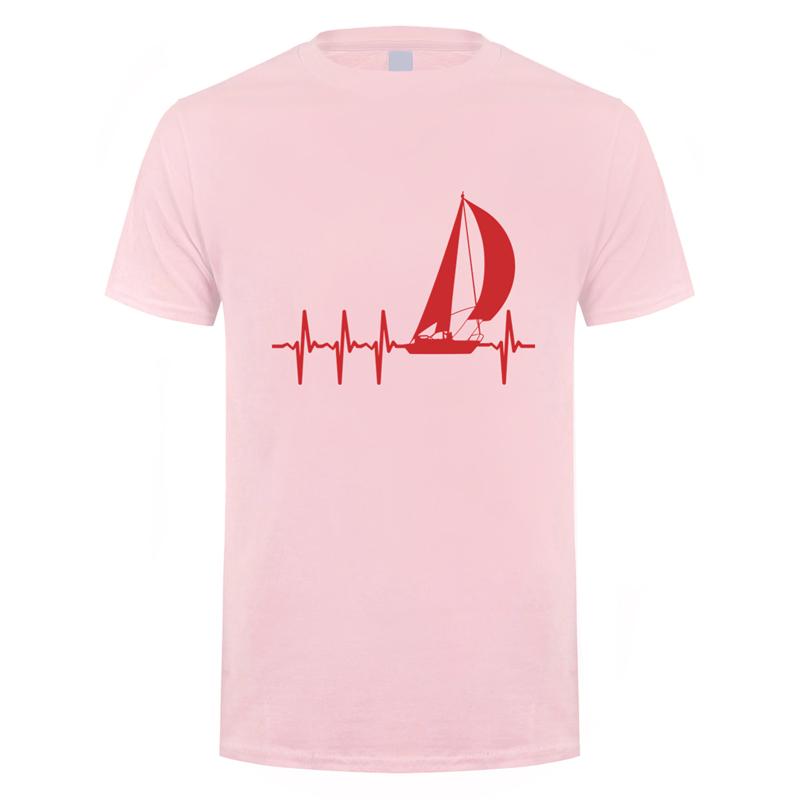 

Крутая футболка с сердцебиением для парусного спорта, мужская, с коротким рукавом, хлопковая, с лодкой и парусом, мужские топы, футболка, подарок JL-042 4XL