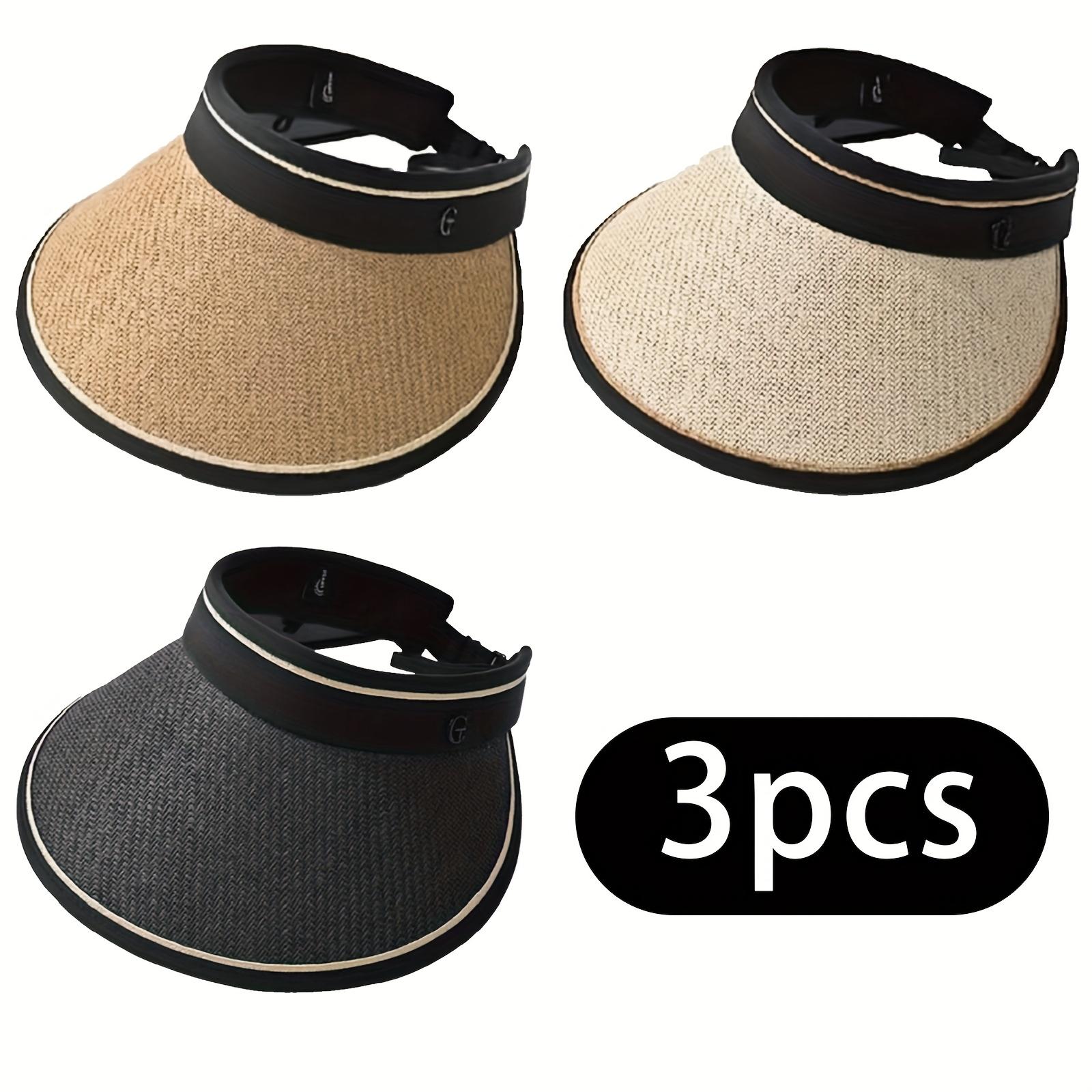 

высококачественные 3 шт. Женские легкие солнцезащитные шляпы со съемной ветрозащитной веревкой, супер широкими полями и складным верхом для удобного хранения - эластичная посадка, однотонные Mix