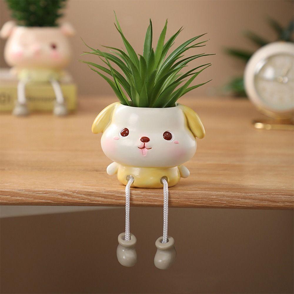 Creative Cute Animal Hanging Flower Pot Cartoon Resin Craft Succulent Flowerpot Mini Plants Pot For Indoor Outdoor
