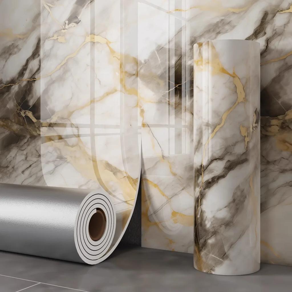 High Quality Thickened Self Adhesive Wallpapers Marble Texture PVC Oil-Proof Splash-proof Decor Cabinet Kitchen Wall Stickers