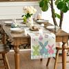Easter Bunny Love Heart Linen Sweet Table Runner Accessories Rabbit Dining Table Decor Easter Wedding Table Runners Decoration