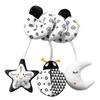 Jouets suspendus Siège auto Berceau Mobile Bébé Spiral Peluche Lit Poussette Barre Jouet Couleur Noir et Blanc avec Hochet Sifflet BB
