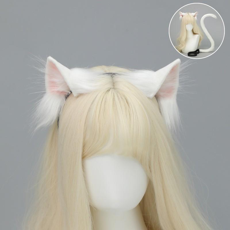 Cosplay Cat Ears Headband With Tail Set Adult Anime Convention Accessory