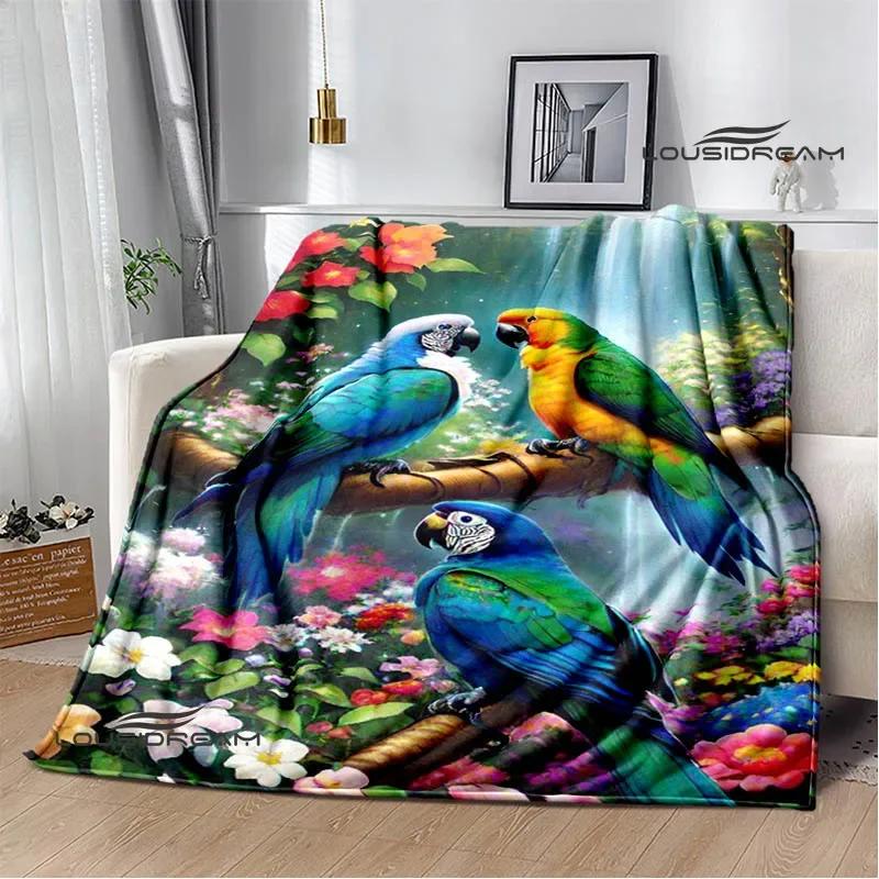 3D Parrot Cute Printed Blankets Picnic Blanket Warm Flannel Blankets Soft and Comfortable Blanket Bed Linings Birthday Gift