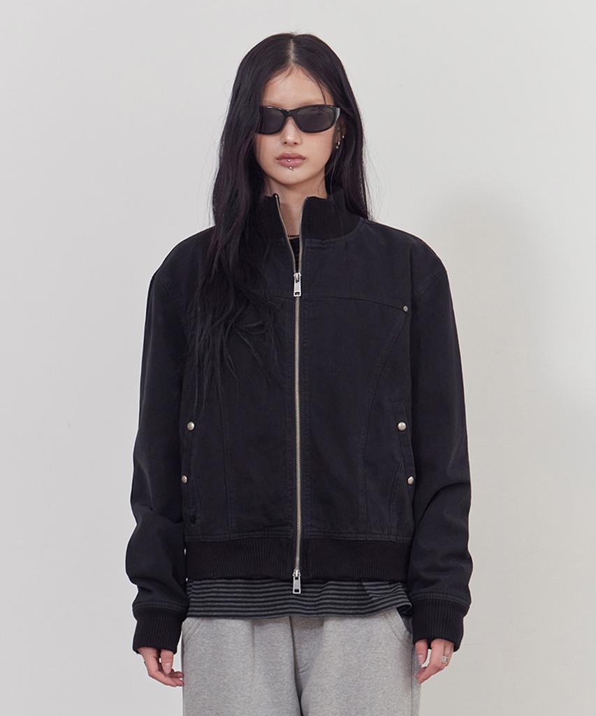 Tony Lawrence High-Neck Cotton Blouson Black