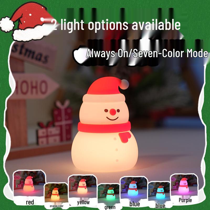 Grenzüberschreitendes Weihnachts-Silikon-Nachtlicht: Wiederaufladbare Nachttisch-Atmosphärenlampe mit Timer