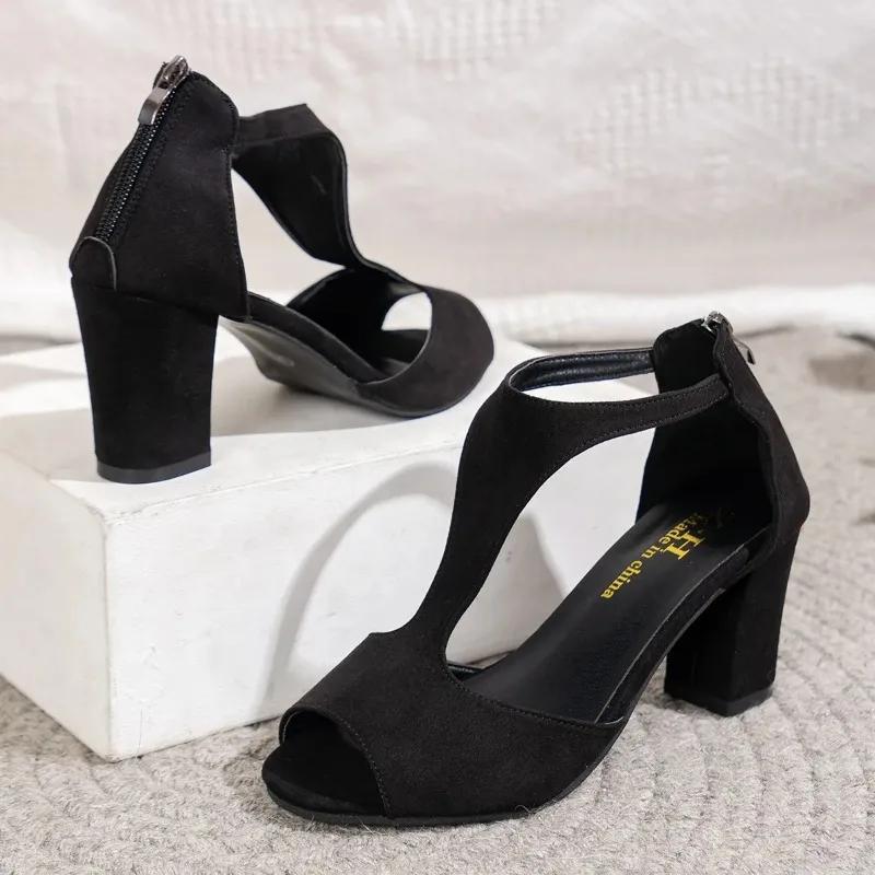 Fashion 2024 Simple and Fashionable Back Zipper Fishmouth Shoes Women's Summer Side Stiletto Roman Sandals Designer Sandals