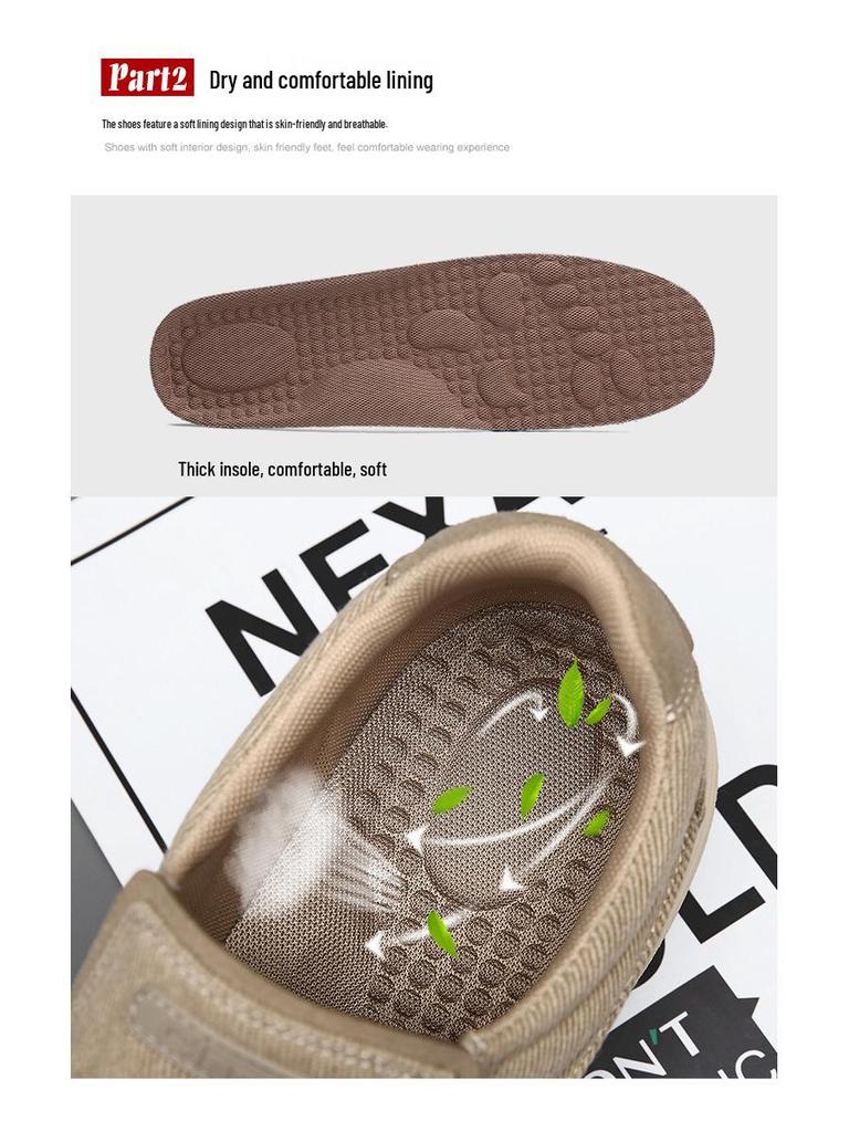 Men's Slip-On Canvas Shoes - Old Beijing Style, Thick Sole, Available in Extra Large Sizes up to 48