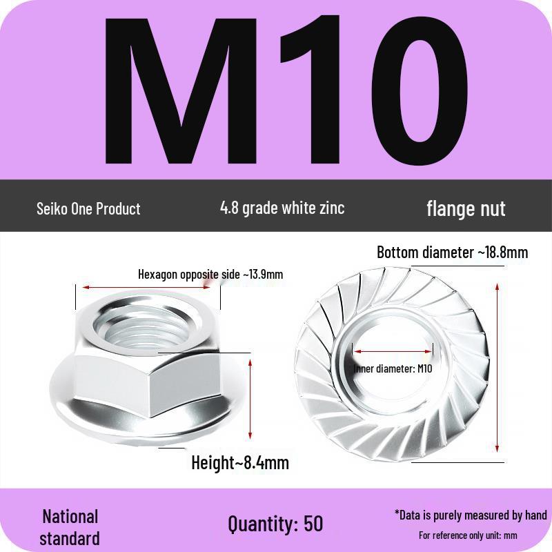 Electroplated Galvanized Anti-Slip Hex Flange Nut with Tooth Washer, M3-M16