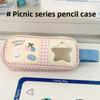 Picnic Series Kawaii Pencil Bag Large Capacity Pen Pencil Case Cartoon Stationery Bag  Kids