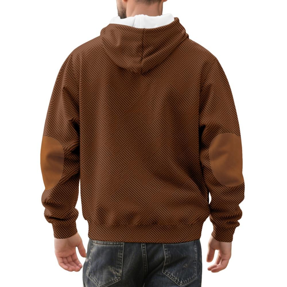 New Mens Fashion Pullover Hooded Long Sleeve Drawstring Button Sweatshirt Streetwear Texture Athletic Hiking Outdoor Jackets