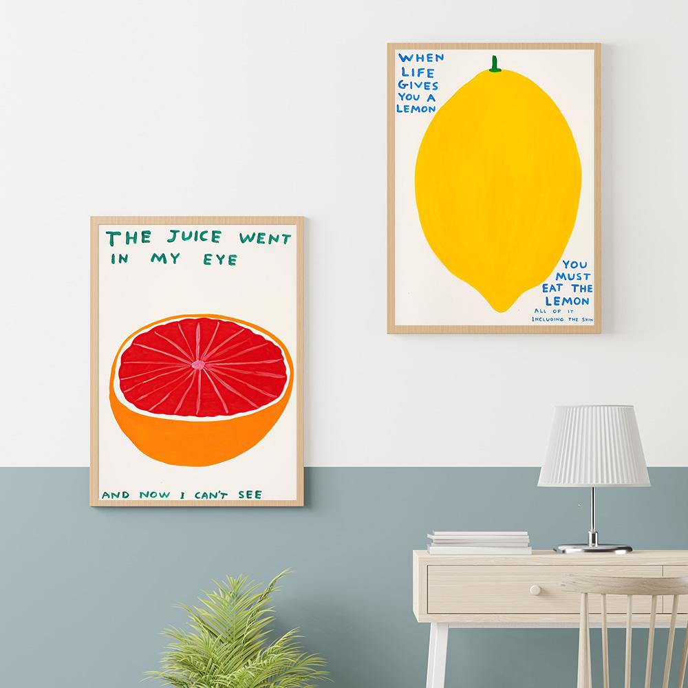 Pomegranate Banana Lemon Fruits Art Illustration Canvas Painting Nordic Wall Poster and Print for Kitchen Dining Room Home Deco