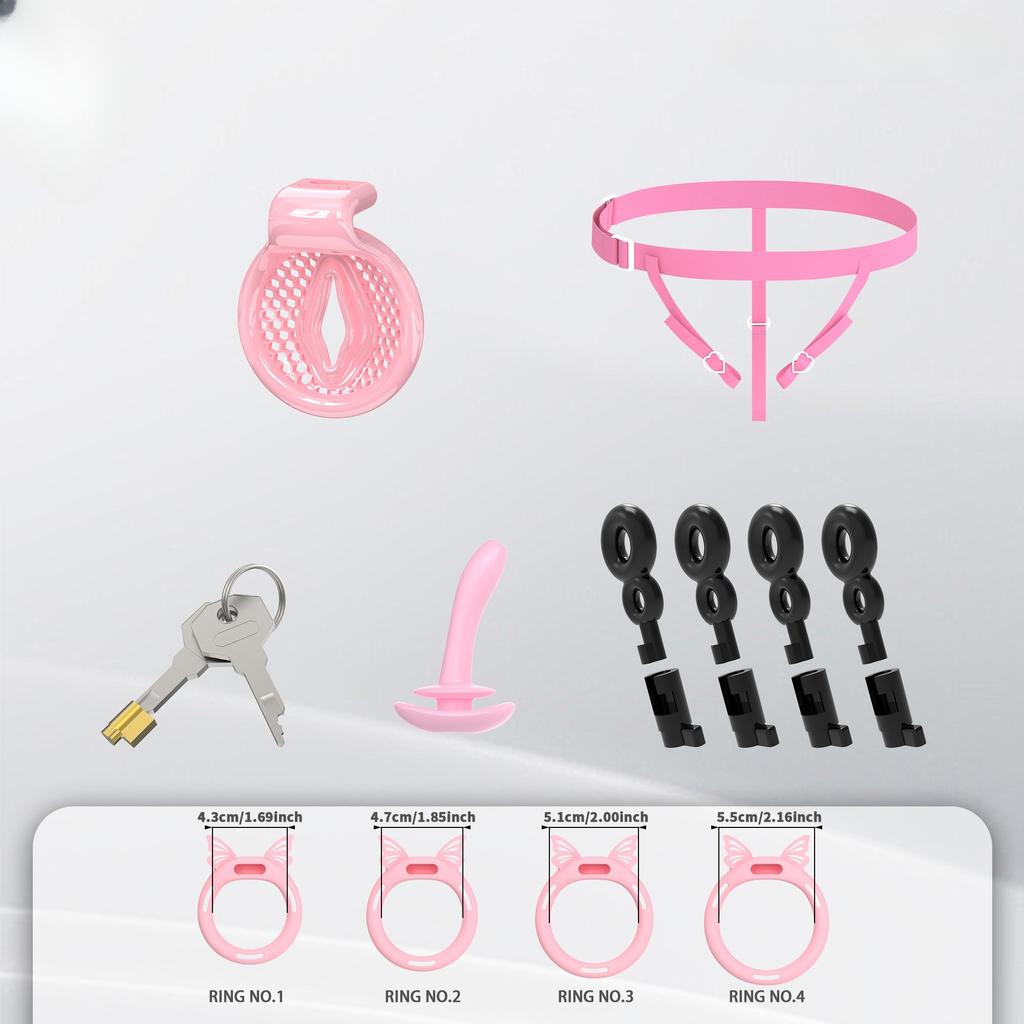 Sissy Negative Inverted Extreme Chastity Cage with 4 Size Silicone Rings Bondage Cock Exercise Urine Blockage Sex Toys for ManGood product