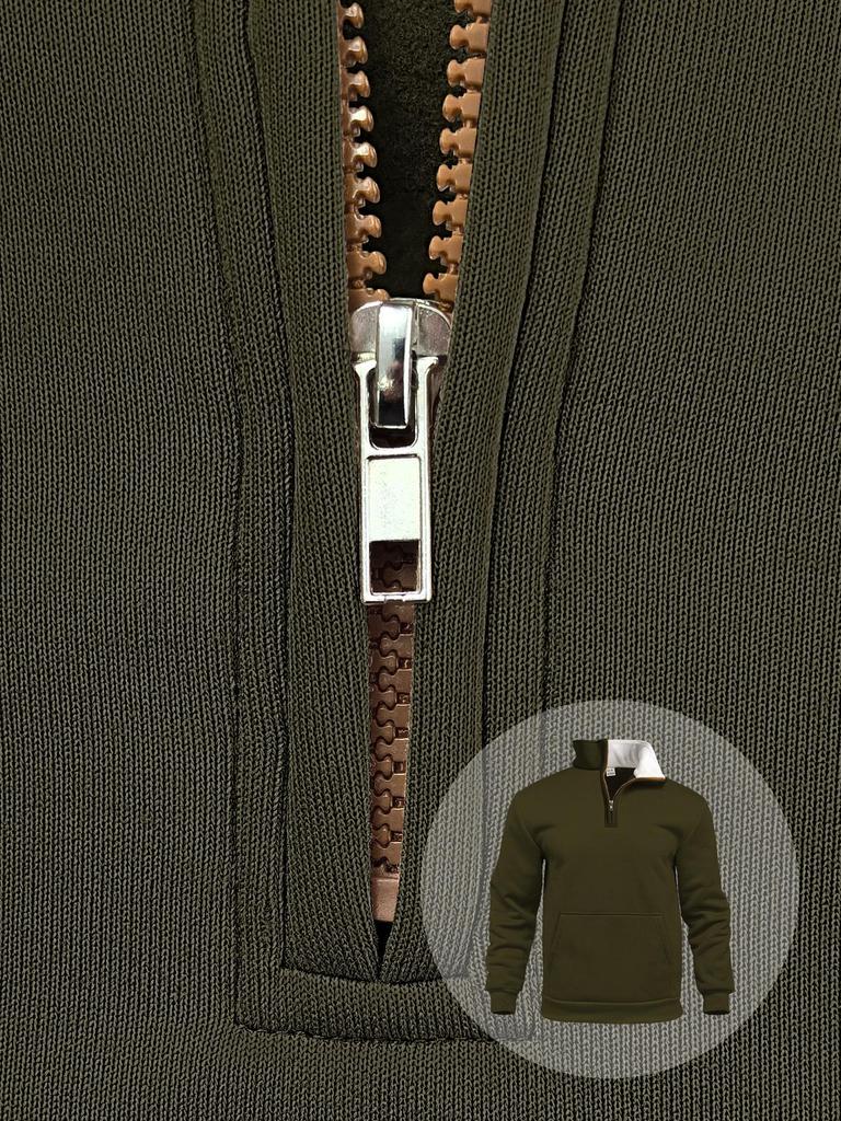 Men's Waffle Knit High Collar Half-Zip Pullover Sweatshirt - Autumn Casual Outdoor Style