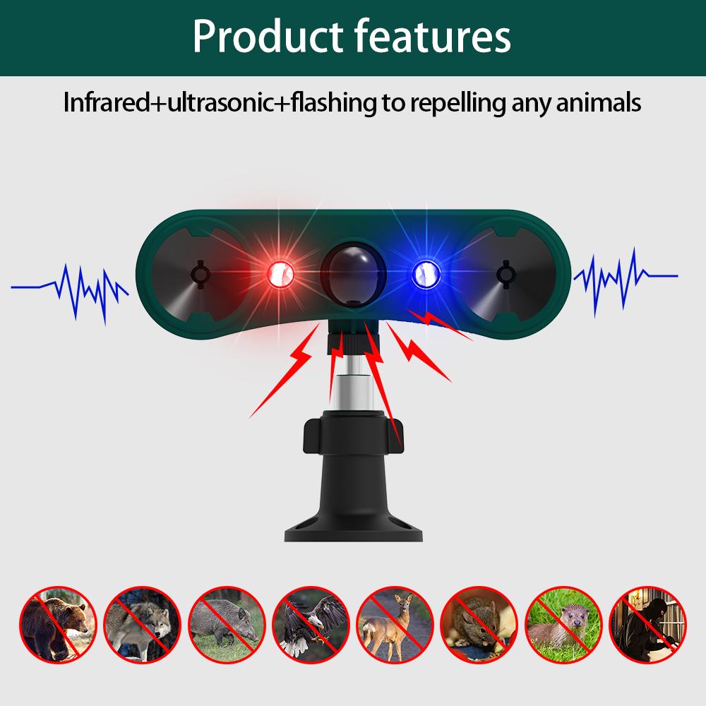 

Solar Strobe Light with Motion Sensor Alarm Timed Human Body Induction Infrared Alarm Light Anti theft Animal Repellent темно-зеленого