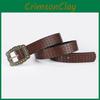 Vintage Style Pu Leather Belt For Men With Ethnic Grid Design And Adjustable Buckle