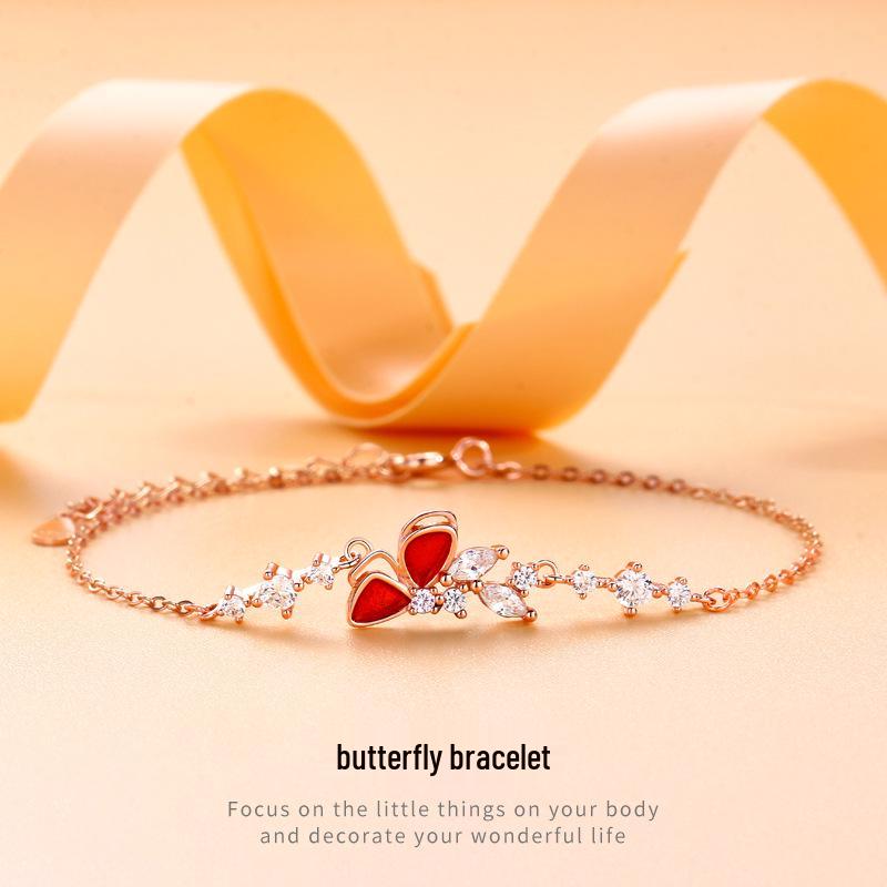 S925 Sterling Silver Butterfly Bracelet - Women s Exquisite Forest Style Fashion Jewelry 925 Silver розового золота