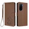 For Xiaomi Poco M7 Plus 5G/M7 4G (169mm) Wallet Case with Wrist Strap Love Cat Pattern Imprint Leather Phone Cover