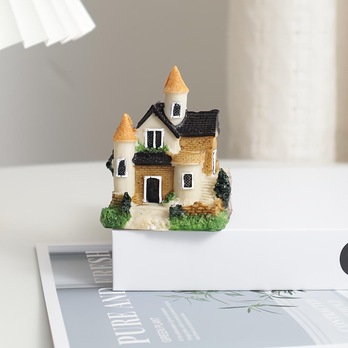 

1 шт.-Смола Домик Миниатюры Фигурки Садовое украшение Сказочный сад Смола Поделка Домик Микроландшафт Миниатюрные украшения для дома жёлтый