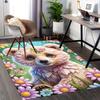 1pc Anime Cartoon Design Office Chair Mat - Flower Bear Floral Pattern Anti-Slip Carpet for Home Decor, Suitable for All Seasons.H053