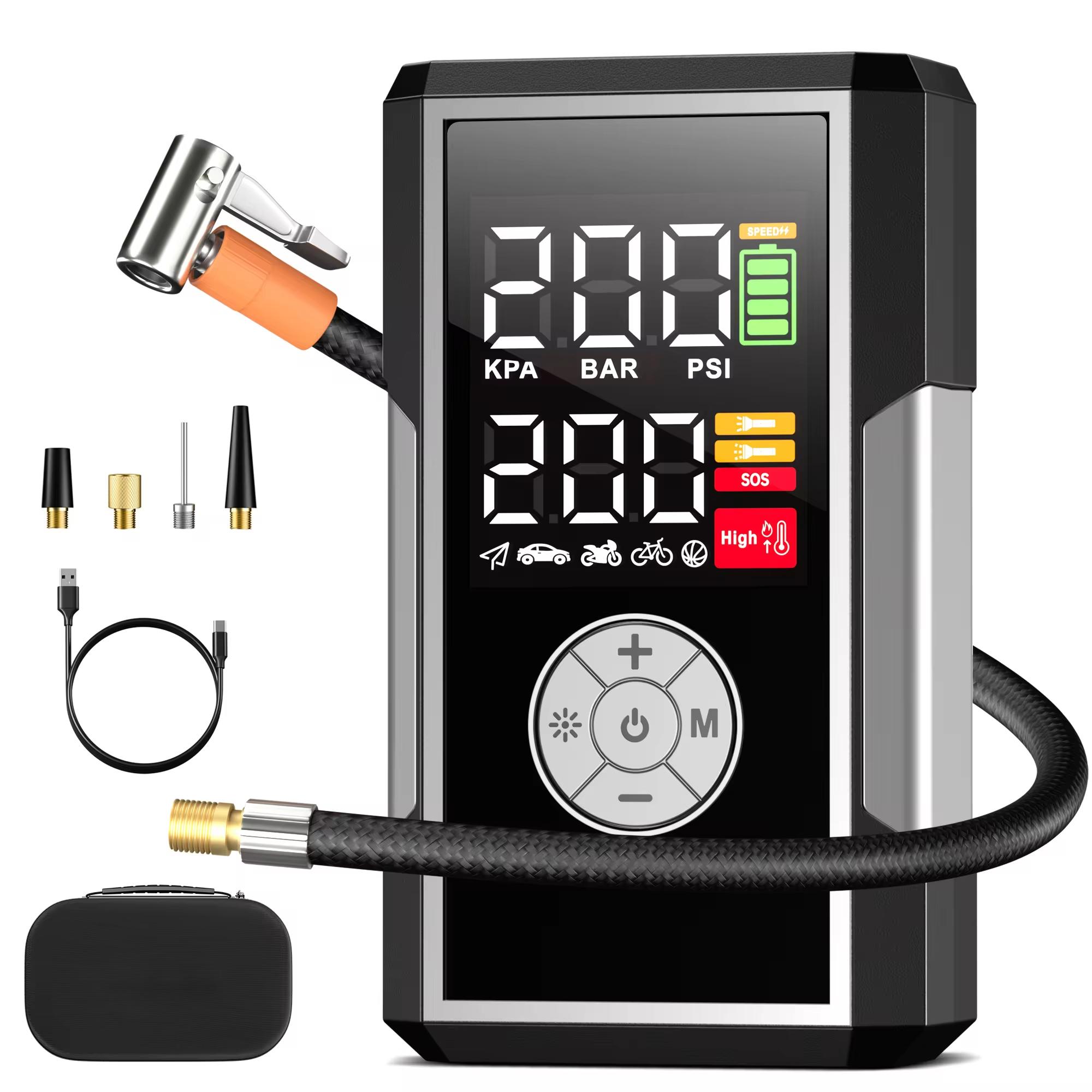 

Портативный воздушный компрессор для накачивания шин, 200 фунтов на кв. дюйм в 2 раза быстрее накачивание, беспроводной воздушный насос, портативный электрический умный автоматический воздушный насос для автомобильных шин с аккумулятором серый