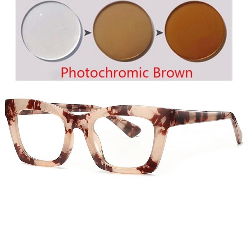 Black Pink Frame Square Nearsighted Glasses For Women TR90 Anti Blue Rays Student Myopia Photochromic Eyeglasses 0 -0.5 To -6.0