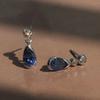 Chic Trendy Drop Earrings for Women Blue Zirconia Pendant Jewelry for Engagement Dainty Fashion Accessories for Female