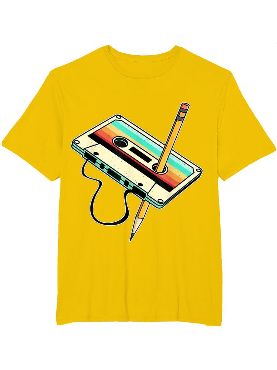 

Чоловіча футболка з касетою 80-х років Олівець з 3d-принтом Ретро-музична футболка 1980-х років Чоловічий одяг Вінтажна футболка Camisetas 2XL