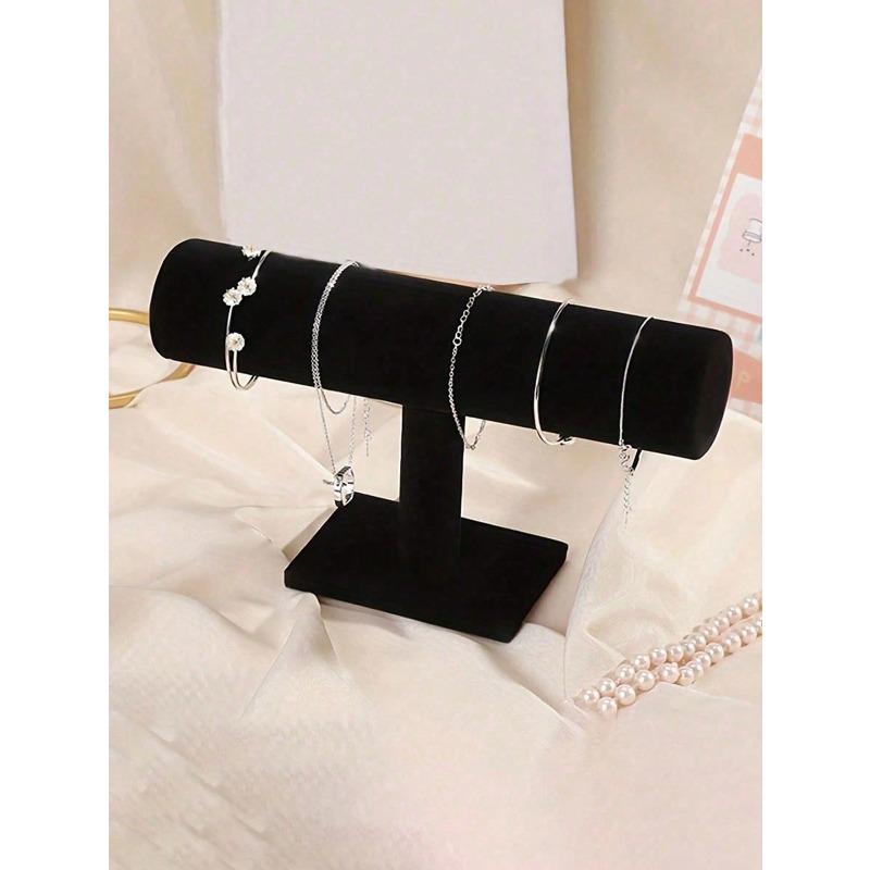 

1pc Elegant Velvet Jewelry Display Stand, Suitable For Watches, Necklaces And Bracelets, Fashionable Women s Desktop Organizer A-(Black T-shaped Display Stand) разноцветный