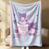 Kuromi Pink & White Stripe Flannel Blanket Soft Warm Throw Japanese Anime Camping Office Bedroom School Nap Blanket Summer Quilt