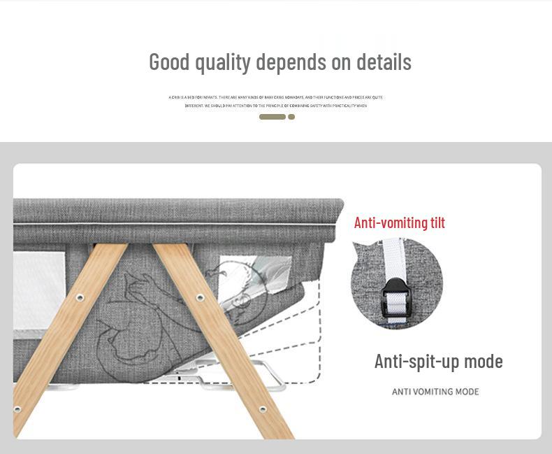 Portable Foldable Crib: Movable Baby Bed, Splicing Design for Newborns.