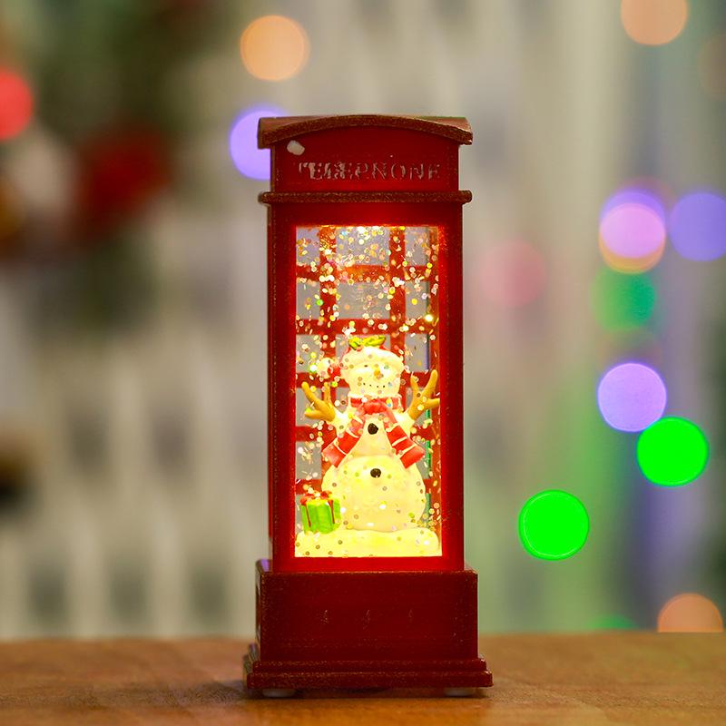 Light-Up Santa Claus Phone Booth Christmas Lantern Ornament