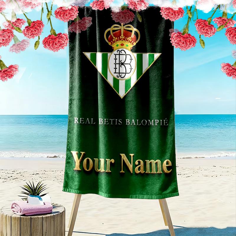Name Custom Real Betis Print Beach Towel, Large Soft Quick Dry Towel for Beach Camping Swimming