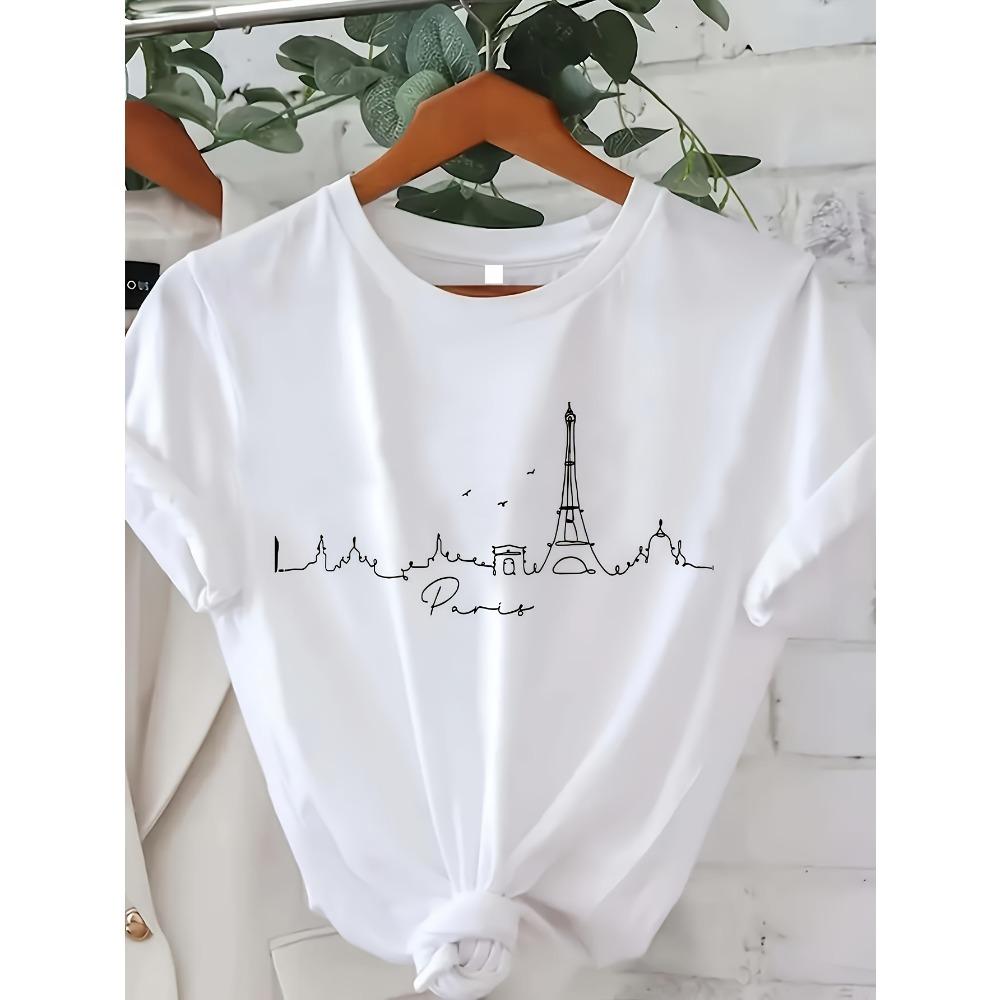 Women's T-Shirt Casual Short Sleeve Crew Neck Breathable Polyester Perfect for Spring