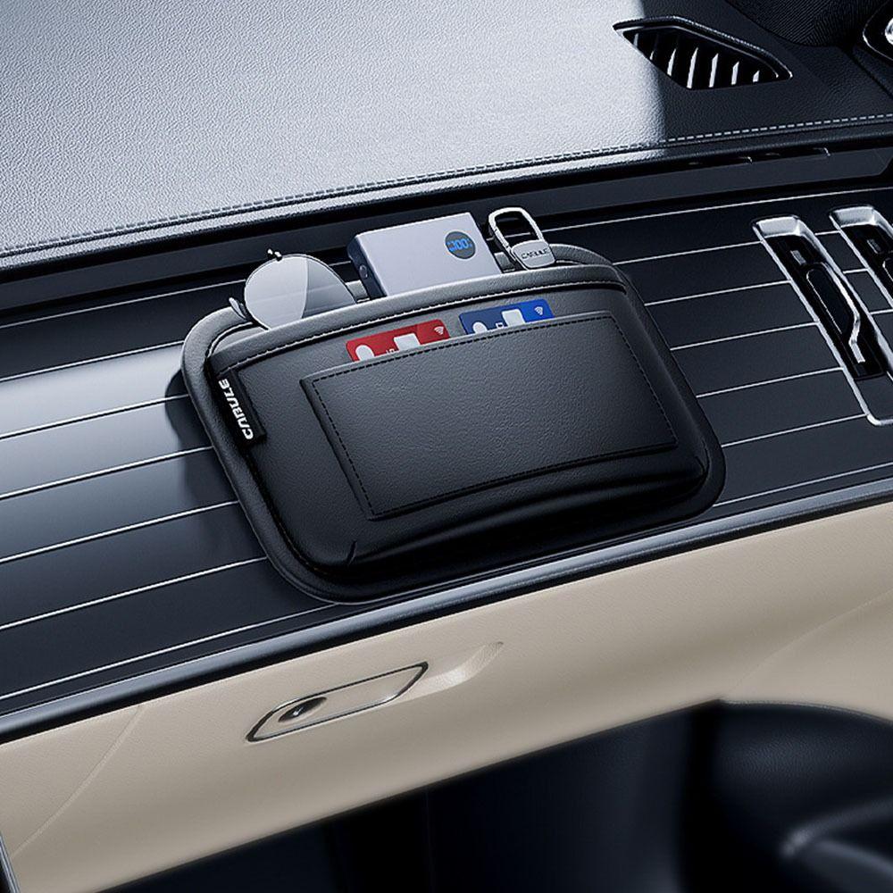 

Save Space Car Organizer Storage Bag PU Leather Car Purse Bag Receipts Card