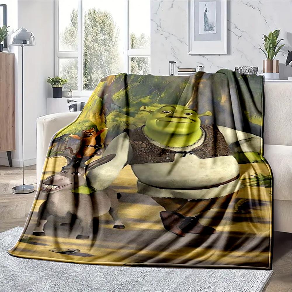 Shrek Theme Printed Blanket - Perfect for Couch, Bed, Travel & Outdoor Use | Machine Washable, Cozy & Durable.