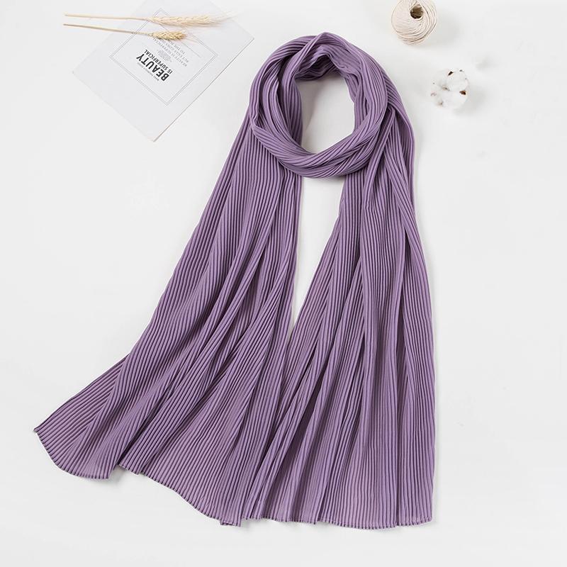 Muslim Pearl Chiffon High Quality Mini Pleated Chiffon Hijab Muslim Shawl For Women Hijab Scarf