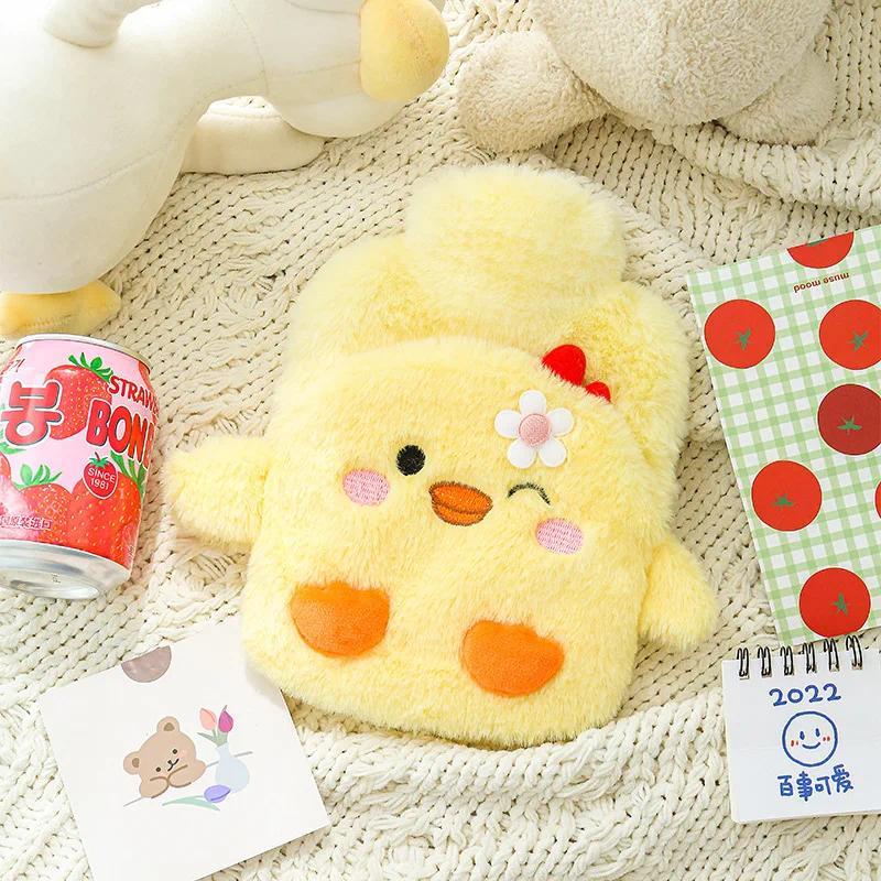 1pc New Cartoon Rabbit Warm Bag PVC Thick Hot Water Bag Cute Plush Belly Warm Water Warm Hand Treasure Cute Water Bottle 400ml