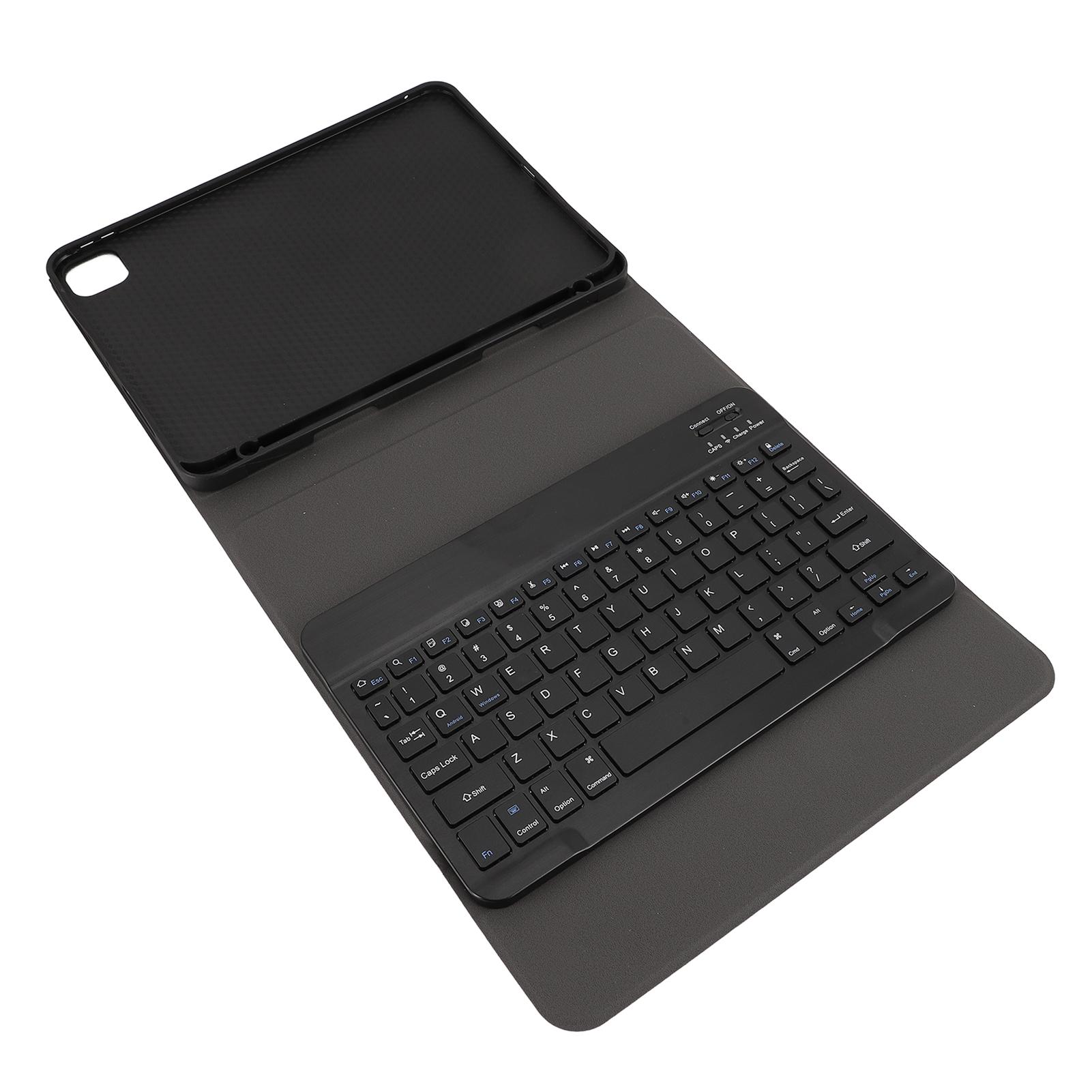 

Tablet Case PU Leather Tablet Protective Cover with 150mAh BT Wireless Keyboard for IOS Pro 11 2024 чёрный