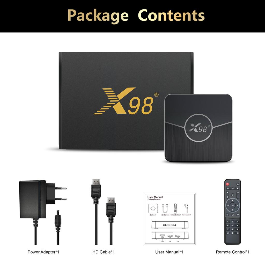 X98 Plus Android 11.0 Smart TV Box Amlogic S905W2 UHD 4K Media Player 2.4G/5G Dualband WiFi BT AV1