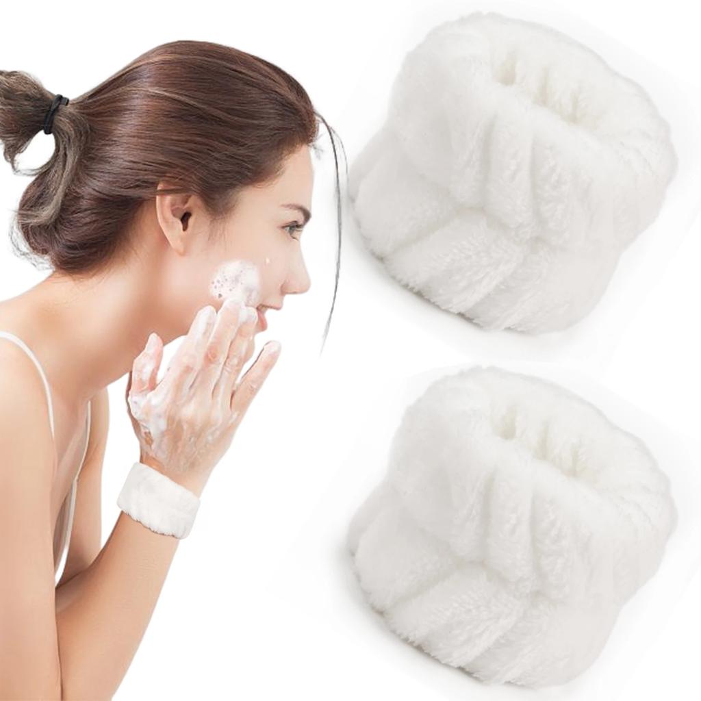 2 Pezzi Fasce da Polso Riutilizzabili per Spa in Asciugamano Morbido in Microfibra per Lavare il Viso Donna Ragazza Yoga Corsa Sport Fascia da Polso Assorbi Sudore