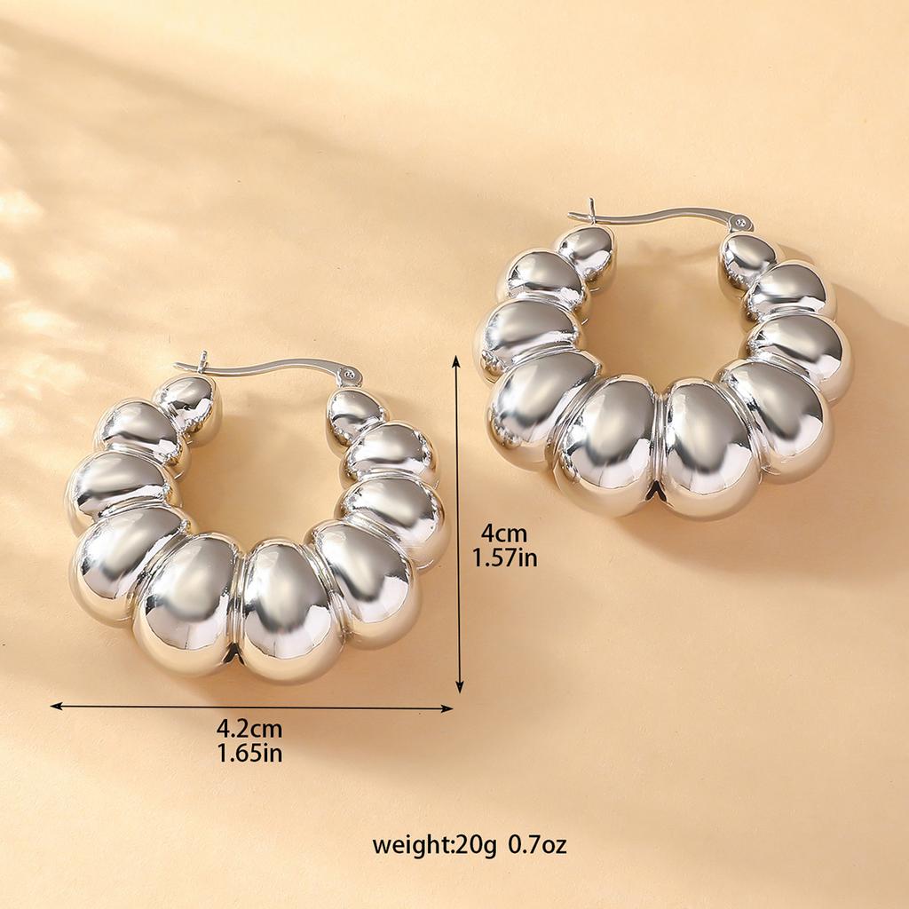 Accessories Circle Hollow Fan Circle Metal Earrings Women'S French Retro Elegant Niche Premium