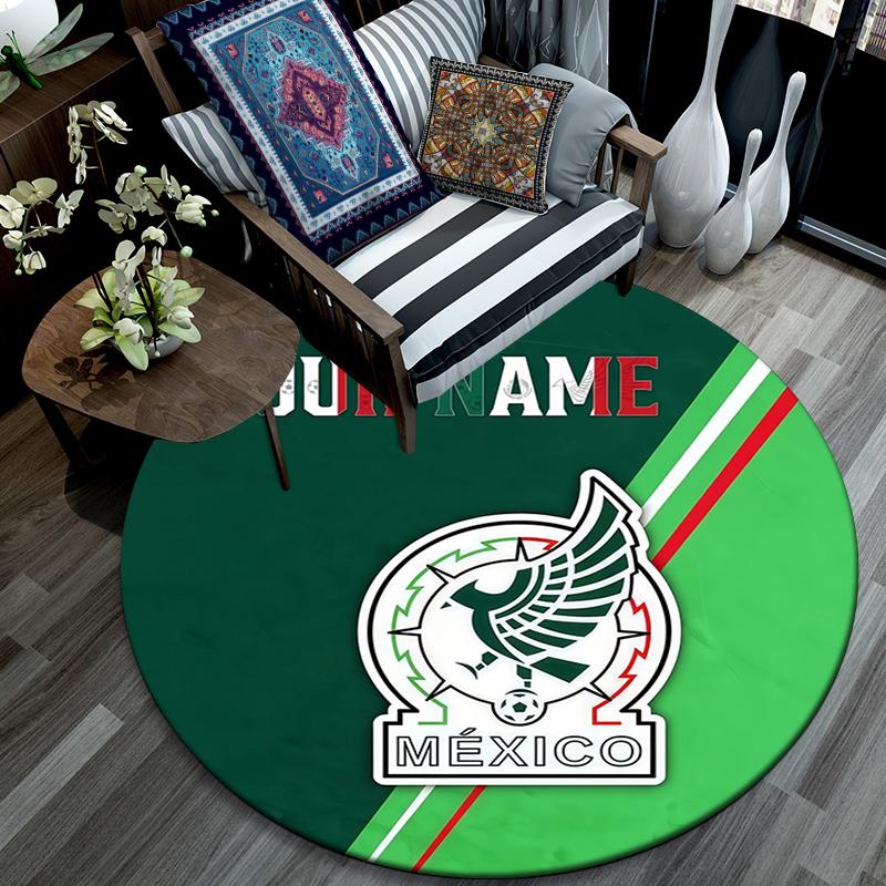 Custom Name,Mexico pattern round rug,Carpet Rug for Living Room Bedroom Playroom ,Non-slip Floor Mat,Holiday Gifts and Birthday Gifts.