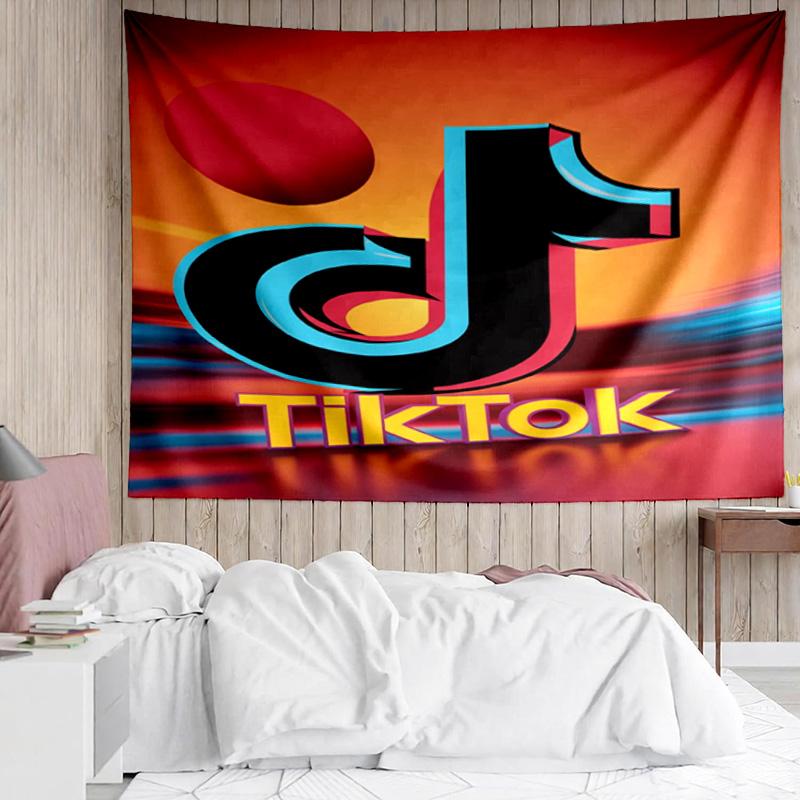 Neon Tiktok Logo Art Tapestry Accessories Playroom Tapestry, for Bedroom,Livingroom, Dormitory Room Wall Decor Fan Birthday Gifts