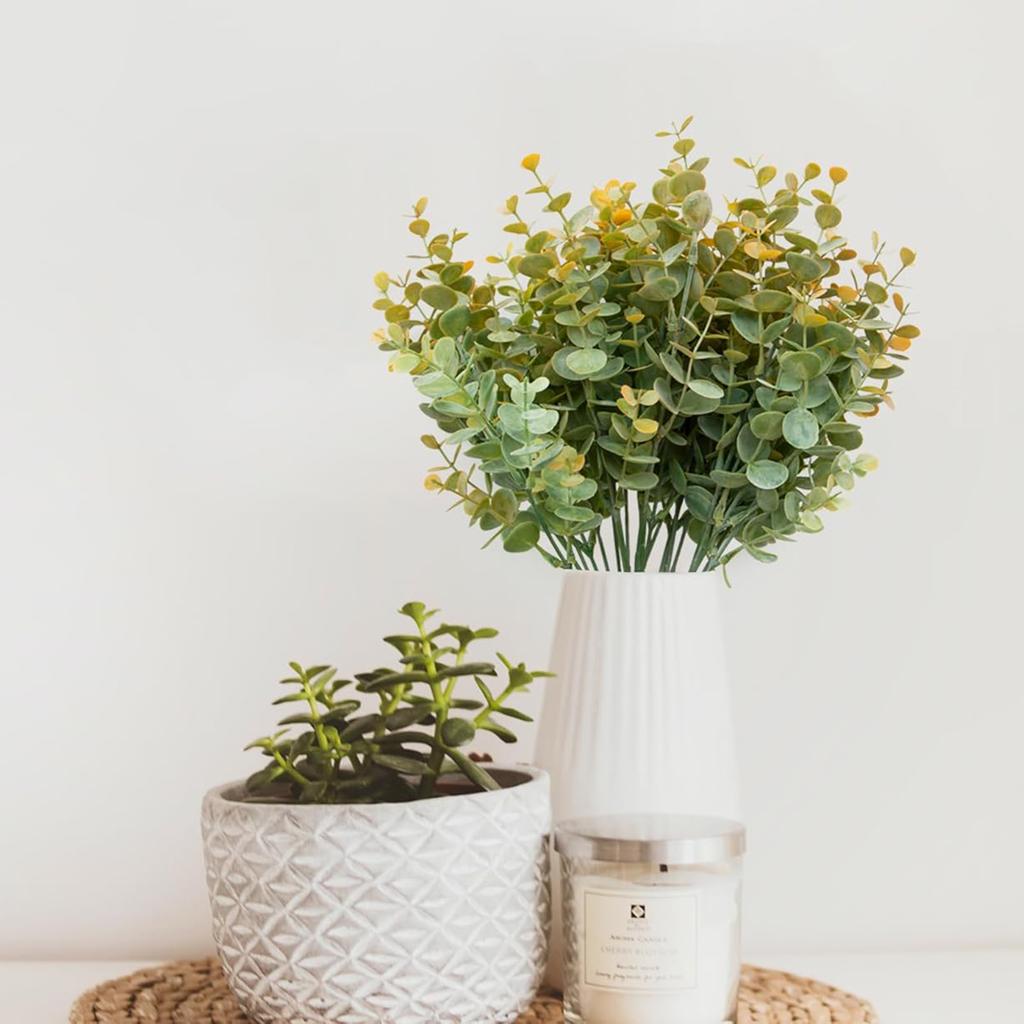 1/5pcs Artificial Plastic Plants Leaves Green Eucalyptus Branch Garden Vase Home Christmas Wedding Decorations Faux Fake Flowers