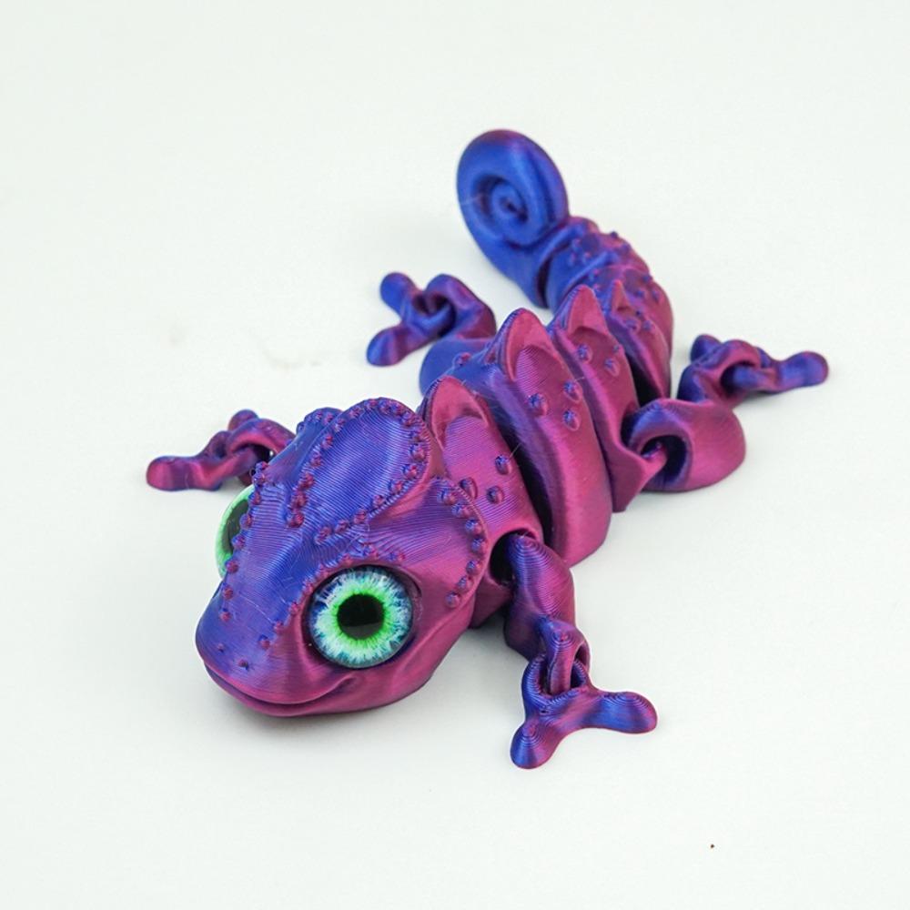 Multi-jointed 3D Printed Chameleon Model PLA Fine-tailed Chameleon Doll  Desktop Decoration
