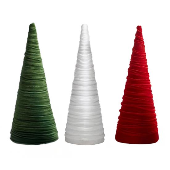 Velvet Christmas Cone Tree Decorations Christmas Flocked Tree Table Centerpiece