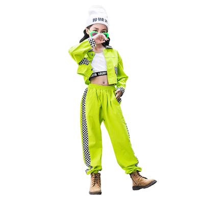 LOLANTA Kinder Tanzkostüm für Mädchen, 3-teiliges Set, Tanktop, Jacke und Hose, Hip Hop Stil, Grün, Größe 140