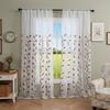Rod Pocket Design Semi Sheer Curtain Easy Installation Wheat Embroidered Voile Drape Light Filtering for Home Decors
