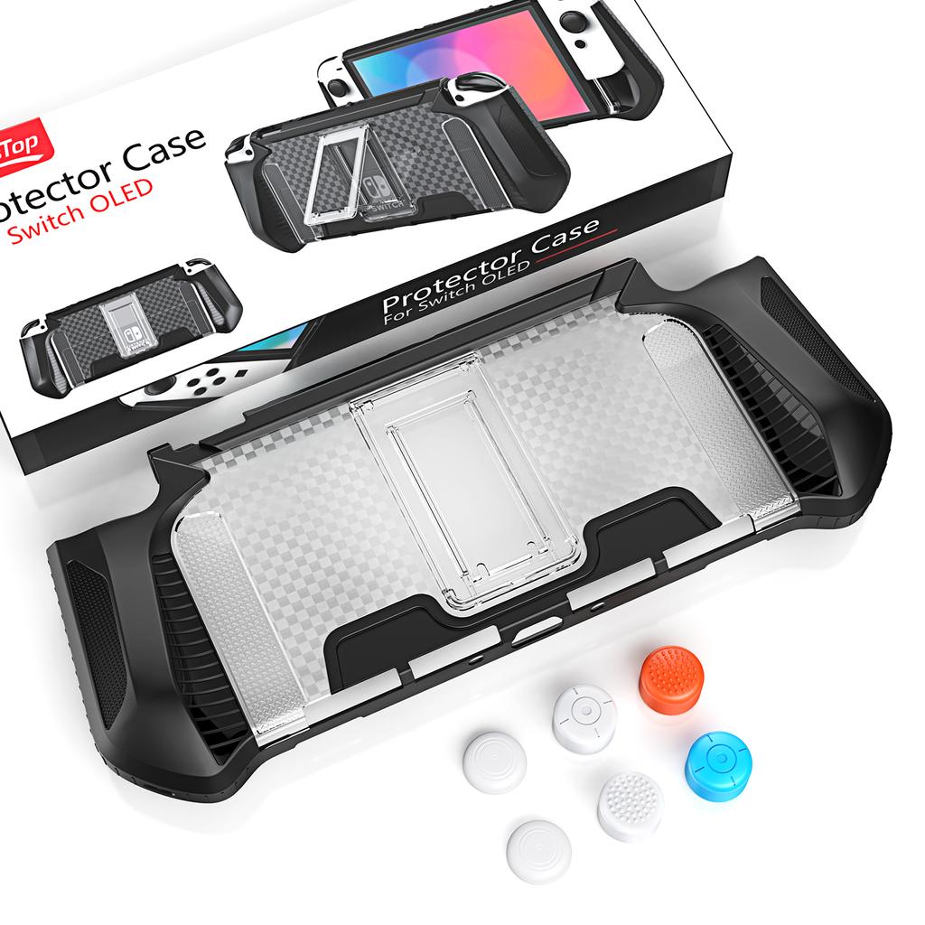 Switch OLED Case with Fixed Stand, TPU Protective Case Compatible with Nintendo Switch OLED Model Cover Case